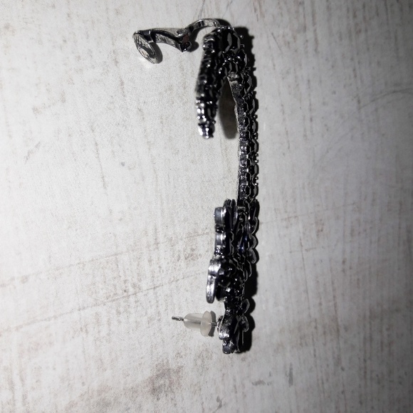 Silver Blue Crystal Bird Ear Cuff Wrap Earring - Picture 4 of 4